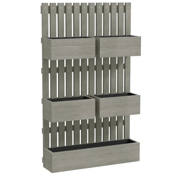 Hoogbed Hout, Verstelbaar Plantenbed Met Klimrek Koude Bak Tuinbed 60x16x100cm Grijs