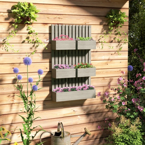 Hoogbed Hout, Verstelbaar Plantenbed Met Klimrek Koude Bak Tuinbed 60x16x100cm Grijs