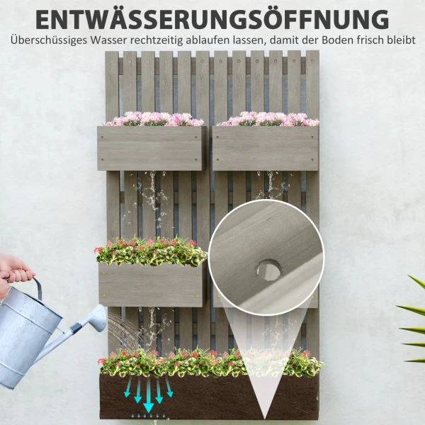 Hoogbed Hout, Verstelbaar Plantenbed Met Klimrek Koude Bak Tuinbed 60x16x100cm Grijs