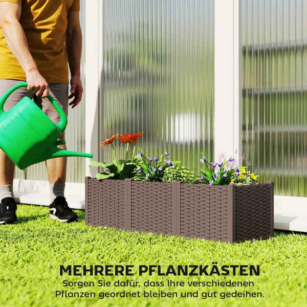 Hoogbed Kunststof, Modulair Plantenbed Met Zelfbewateringssysteem 120 X 40 X 37cm Bruin