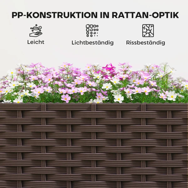 Hoogbed Kunststof, Modulair Plantenbed Met Zelfbewateringssysteem 120 X 40 X 37cm Bruin