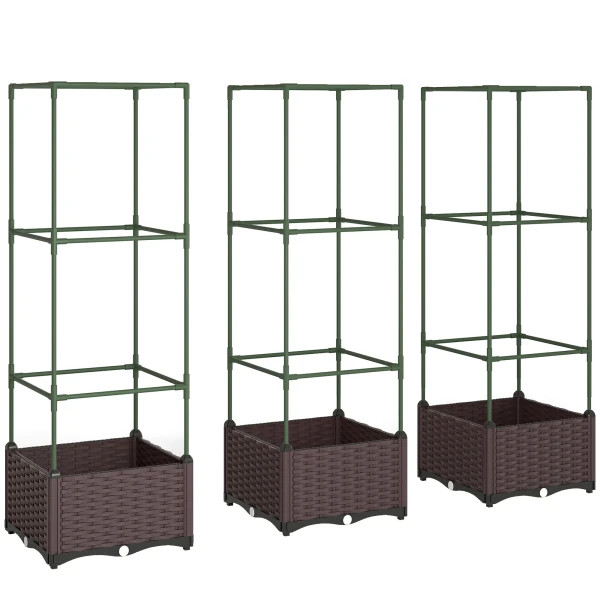 Hoogbed Met Klimrek 3 delige Set Plantenbak Bloembak Met Afvoergaten