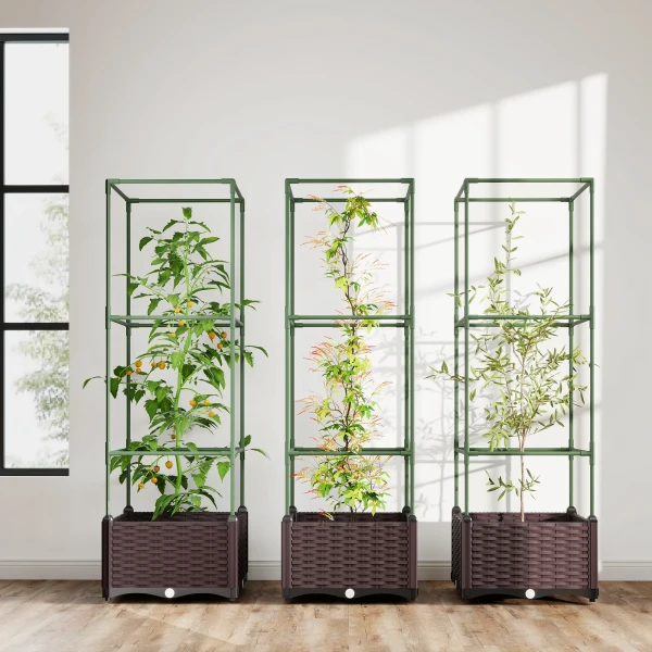 Hoogbed Met Klimrek 3 delige Set Plantenbak Bloembak Met Afvoergaten