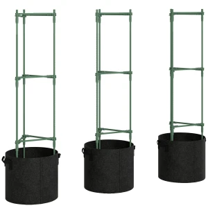 Hoogbed Met Klimrek 83,7 Liter Zakken 3 delige Set Driehoekige Plantenbakken Tomatensteun 35 X 35 X 120 Cm