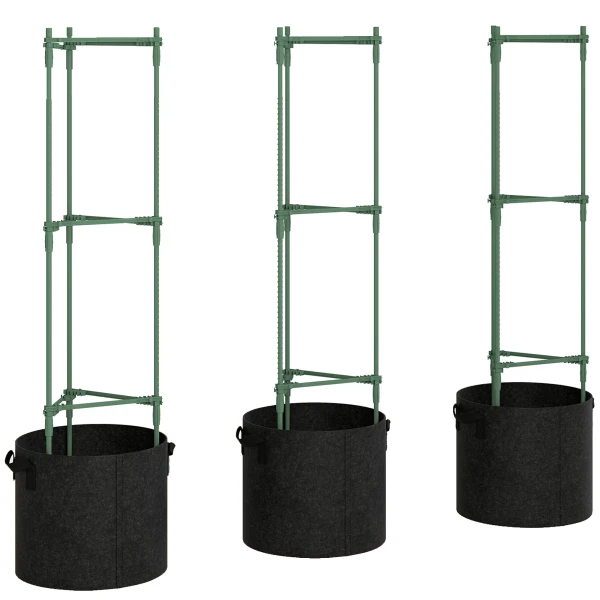 Hoogbed Met Klimrek 83,7 Liter Zakken 3 delige Set Driehoekige Plantenbakken Tomatensteun 35 X 35 X 120 Cm