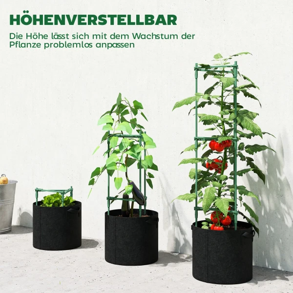 Hoogbed Met Klimrek 83,7 Liter Zakken 3 delige Set Driehoekige Plantenbakken Tomatensteun 35 X 35 X 120 Cm