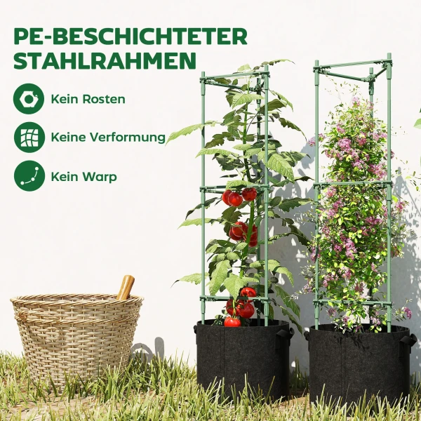 Hoogbed Met Klimrek 83,7 Liter Zakken 3 delige Set Driehoekige Plantenbakken Tomatensteun 35 X 35 X 120 Cm