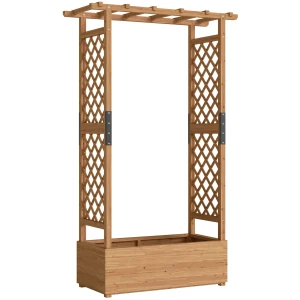 Hoogbed Met Klimrek En Dak, Voor Bloemen, Fruit, Groenten, Kruiden, 110 X 44 X 181 Cm, Hout, Oranje