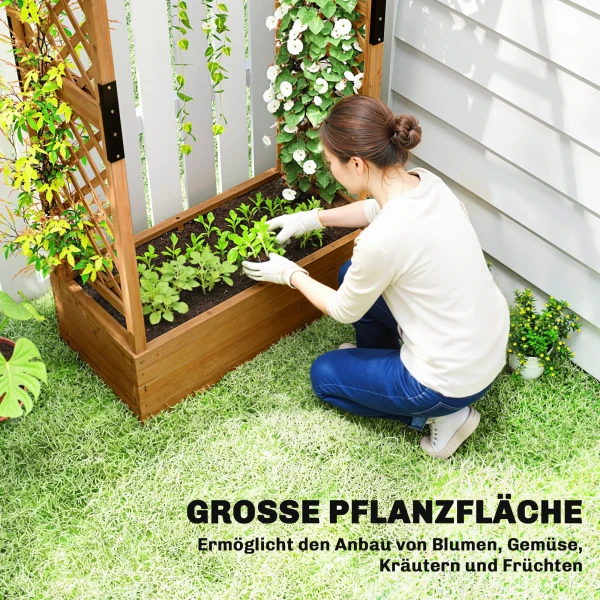 Hoogbed Met Klimrek En Dak, Voor Bloemen, Fruit, Groenten, Kruiden, 110 X 44 X 181 Cm, Hout, Oranje