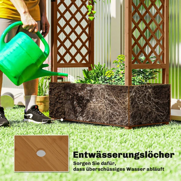 Hoogbed Met Klimrek En Dak, Voor Bloemen, Fruit, Groenten, Kruiden, 110 X 44 X 181 Cm, Hout, Oranje