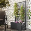 Hoogbed Met Klimrek In Rattan look Plantenbak Bloembak Met Klimhulp 90 X 35 X 148cm Donkergrijs