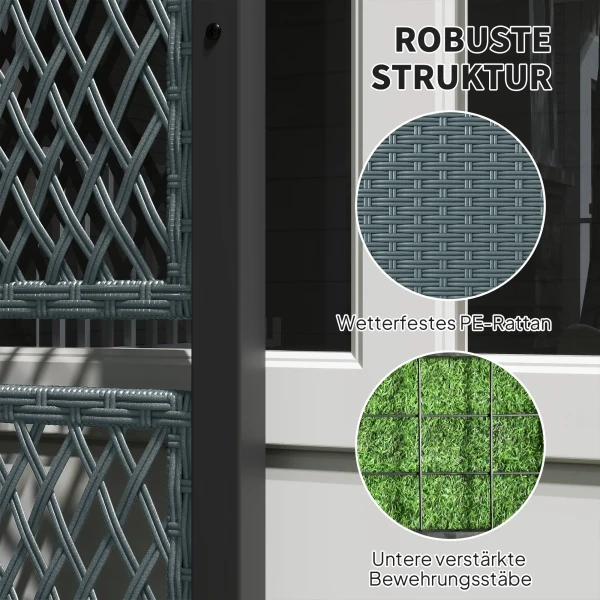 Hoogbed Met Klimrek In Rattan look Plantenbak Bloembak Met Klimhulp 90 X 35 X 148cm Donkergrijs