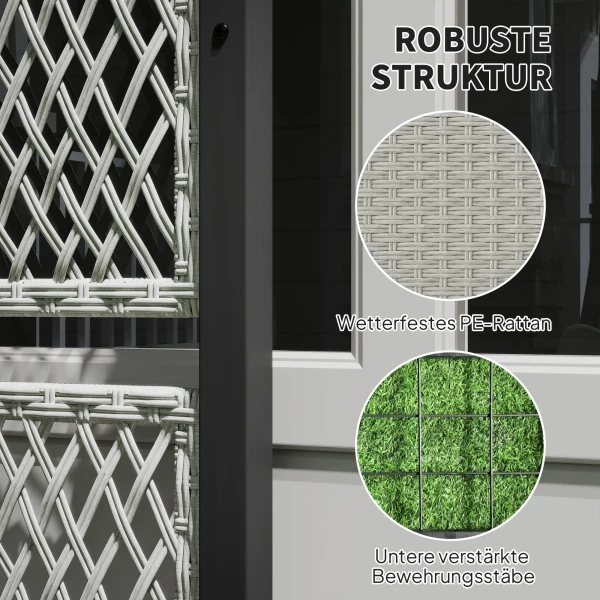 Hoogbed Met Klimrek In Rattan look Plantenbak Bloembak Met Klimhulp 90 X 35 X 148cm Grijs