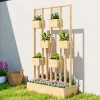 Hoogbed Met Klimrek Manden, Houten Plantenbak Bloembak, 90 X 45 X 170 Cm