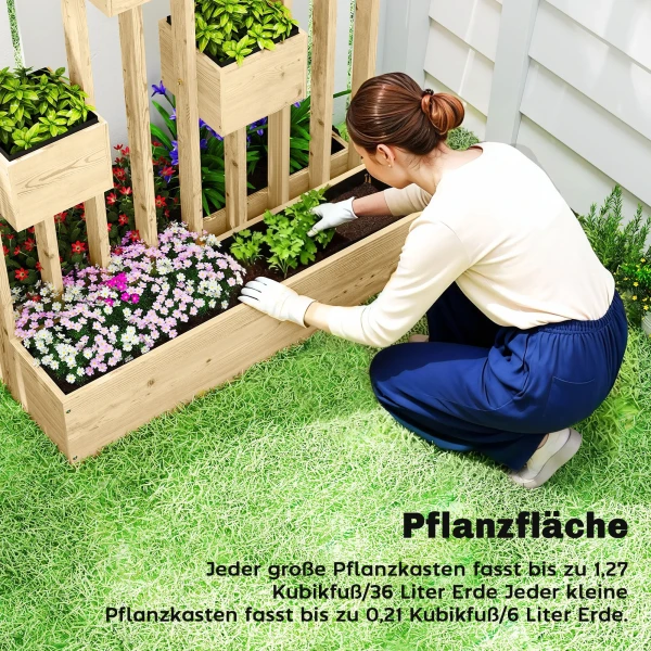 Hoogbed Met Klimrek Manden, Houten Plantenbak Bloembak, 90 X 45 X 170 Cm