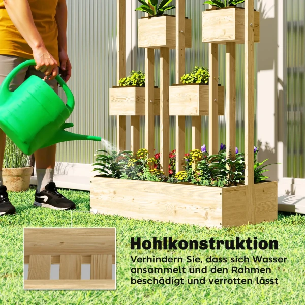 Hoogbed Met Klimrek Manden, Houten Plantenbak Bloembak, 90 X 45 X 170 Cm