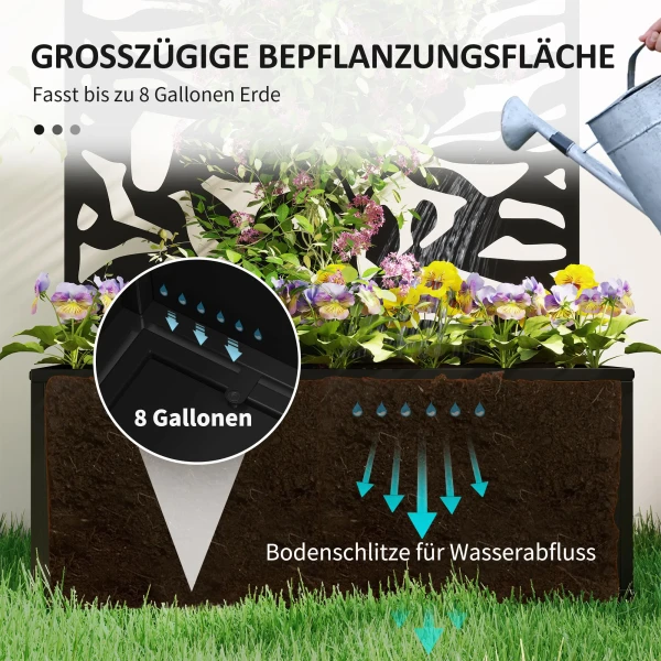 Hoogbed Met Privacypaneel, Klimrek, Metaal, Zwart