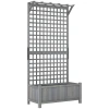 Hoogbed Met Trellis En Dak, Plantenbak, Bloembed, Weerbestendig, Hout, 90 X 45 X 183 Cm, Donkergrijs