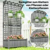 Hoogbed Met Trellis En Dak, Plantenbak, Bloembed, Weerbestendig, Hout, 90 X 45 X 183 Cm, Donkergrijs
