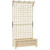 Hoogbed Met Trellis En Dak, Plantenbak, Bloembed, Weerbestendig, Hout, 90 X 45 X 183 Cm, Natuurhout