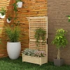 Hoogbed Met Trellis En Dak, Plantenbak, Bloembed, Weerbestendig, Hout, 90 X 45 X 183 Cm, Natuurhout