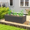 Hoogbed Metaal 180 X 90 X 57,5 Cm Diep Tuinbed Met Open Bodem Steunstang Donkergrijs