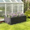 Hoogbed Metaal 180 X 90 X 57,5 Cm Diep Tuinbed Met Open Bodem Steunstang Donkergrijs
