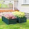 Hoogbed Metaal 2 delig Set, Open Bodem, Voor Tuin Balkon, 110x50x30cm, Groen