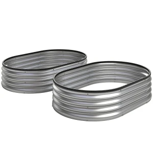 Hoogbed Metaal 2 delige Set 135 X 90 X 30cm Ovaal Hoogbedden Met Rubberen Strips