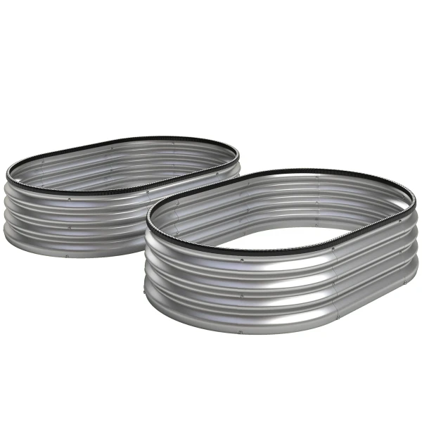 Hoogbed Metaal 2 delige Set 135 X 90 X 30cm Ovaal Hoogbedden Met Rubberen Strips