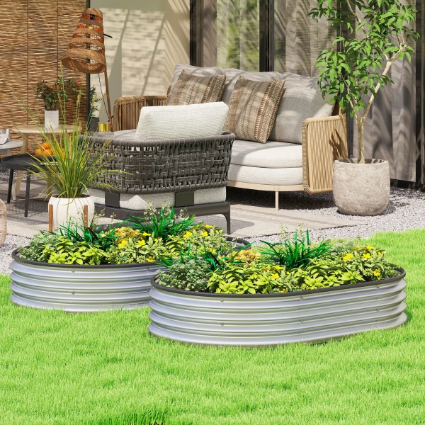 Hoogbed Metaal 2 delige Set 135 X 90 X 30cm Ovaal Hoogbedden Met Rubberen Strips