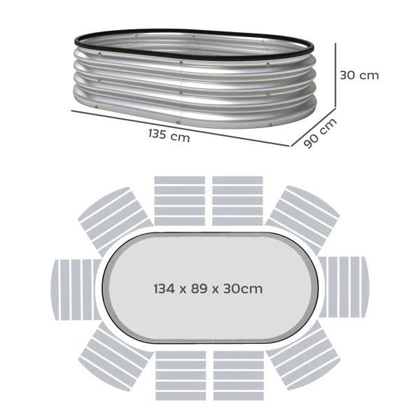 Hoogbed Metaal 2 delige Set 135 X 90 X 30cm Ovaal Hoogbedden Met Rubberen Strips