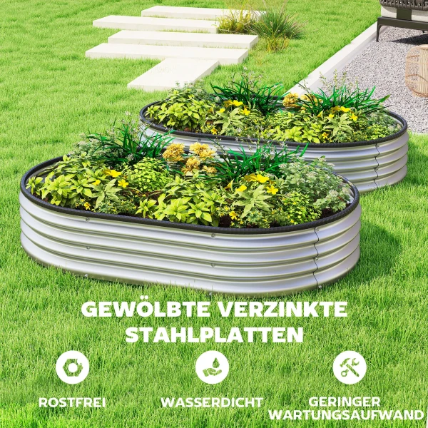 Hoogbed Metaal 2 delige Set 135 X 90 X 30cm Ovaal Hoogbedden Met Rubberen Strips