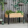 Hoogbed Plantenbak Bloembak Bloempot Kruidenbed Met Vliesstof Massief Hout Staal Natuur+Zwart 120 X 60 X 74 Cm