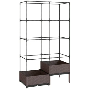 Hoogbed Plantenbak Met Klimrek, Afvoergaten, Kunststof Plantenbak 100 X 50 X 174 Cm