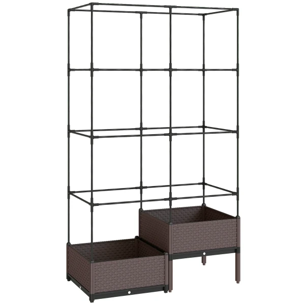 Hoogbed Plantenbak Met Klimrek, Afvoergaten, Kunststof Plantenbak 100 X 50 X 174 Cm