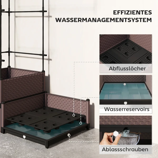 Hoogbed Plantenbak Met Klimrek, Afvoergaten, Kunststof Plantenbak 100 X 50 X 174 Cm