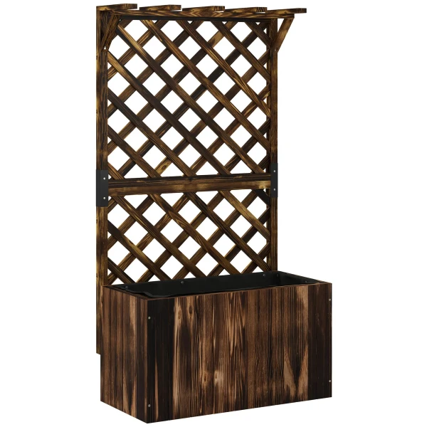 Hoogbed Plantenbak Met Klimrek, Trellis Bloembak Hout, Tuin Trellis 64 X 33 X 122cm Verkoold