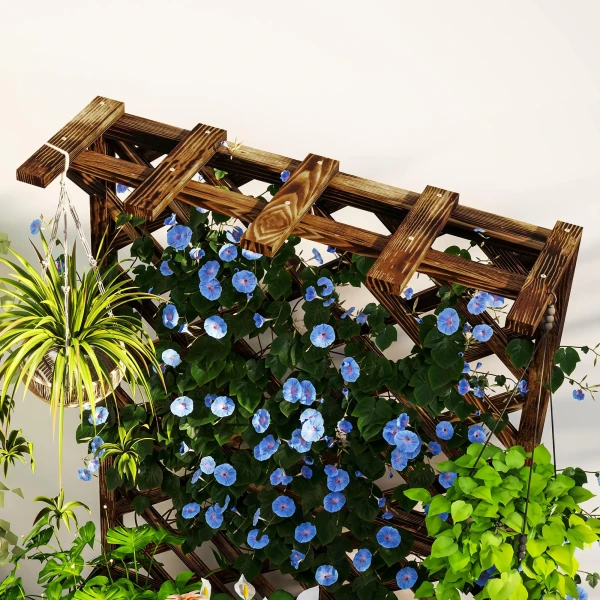 Hoogbed Plantenbak Met Klimrek, Trellis Bloembak Hout, Tuin Trellis 64 X 33 X 122cm Verkoold