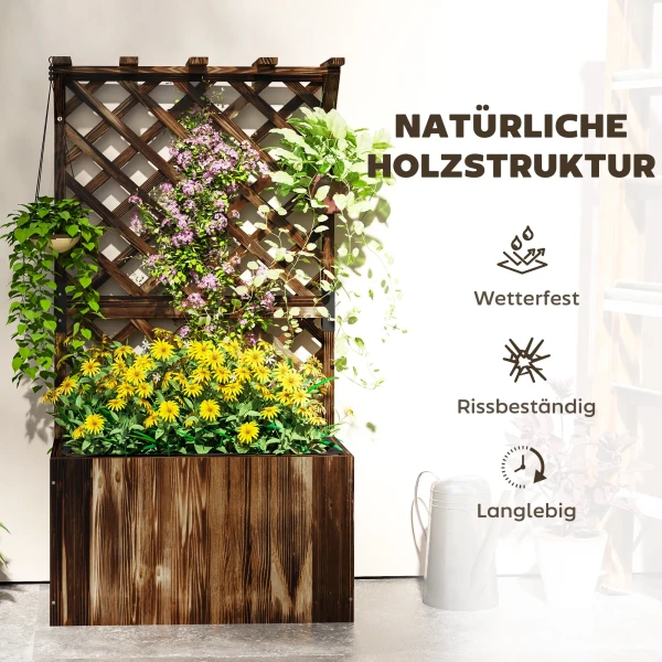 Hoogbed Plantenbak Met Klimrek, Trellis Bloembak Hout, Tuin Trellis 64 X 33 X 122cm Verkoold