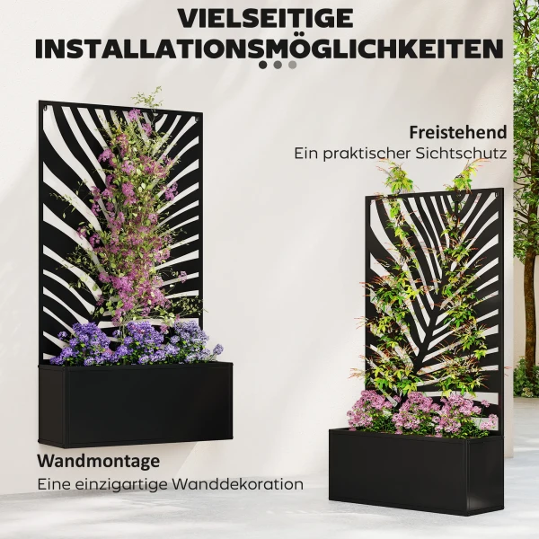 Hoogbed Plantenbak Met Privacy Scherm Bloembak Metaal, Tuin Trellis 61 X 23 X 113 Cm