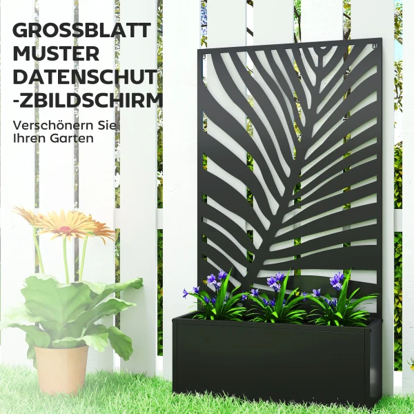 Hoogbed Plantenbak Met Privacy Scherm Bloembak Metaal, Tuin Trellis 61 X 23 X 113 Cm