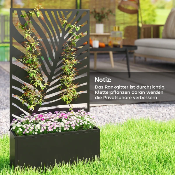 Hoogbed Plantenbak Met Privacy Scherm Bloembak Metaal, Tuin Trellis 61 X 23 X 113 Cm