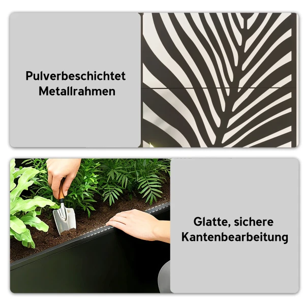 Hoogbed Plantenbak Met Privacy Scherm Bloembak Metaal, Tuin Trellis 90 X 40 X 180 Cm Zwart