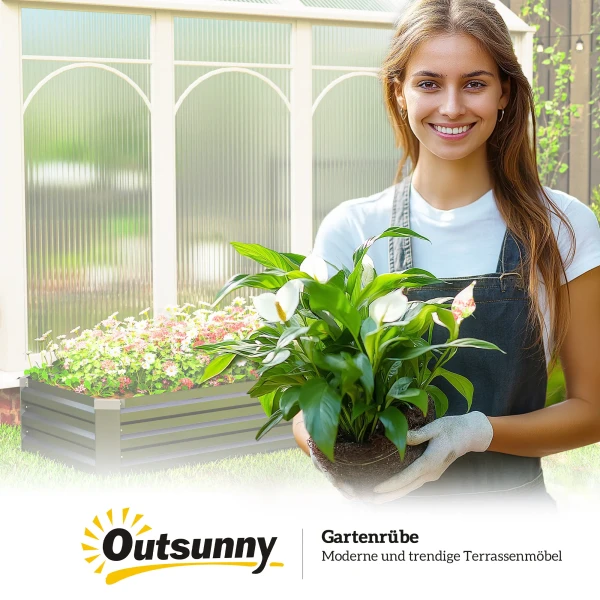 Hoogbed, Tuinbed, Kruidenbed, Weerbestendig, Open Bodem, 240 X 60 X 30 Cm, Donkergrijs