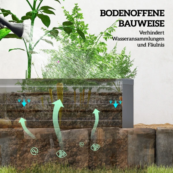 Hoogbed, Tuinbed, Kruidenbed, Weerbestendig, Open Bodem, 240 X 60 X 30 Cm, Donkergrijs