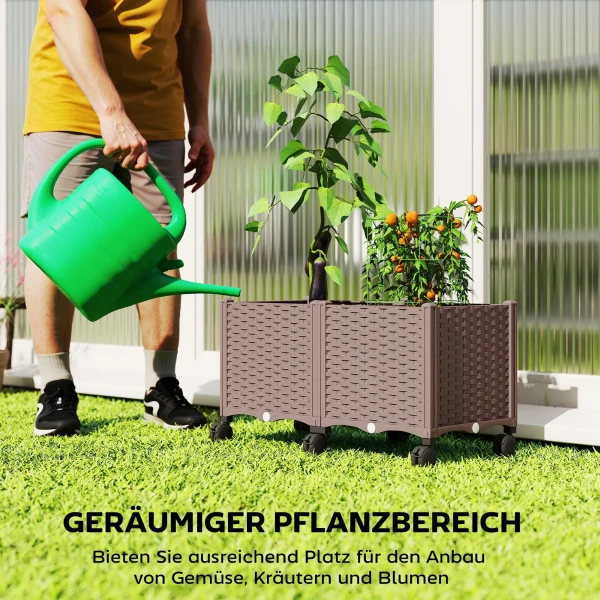 Hoogbed Van Kunststof, Zelfbewaterende Plantenbak Met Afvoergaten En Stoppen