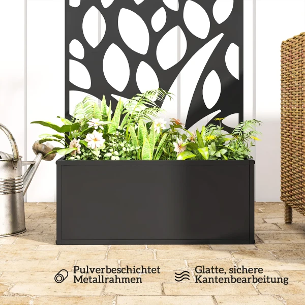 Hoogbed Van Metaal Met Klimrek, Wandmontage Of Vrijstaand, Plantenbak Met Zichtbescherming