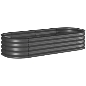 Hoogtebed Plantenbed, Modulair Hoog Bed, Beschermde Randen, Ontwerp Zonder Bodem, 150 X 62 X 30 Cm, Donkergrijs