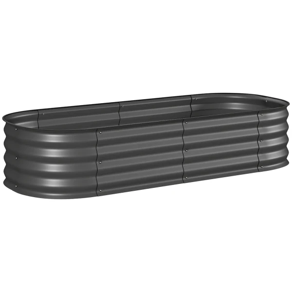 Hoogtebed Plantenbed, Modulair Hoog Bed, Beschermde Randen, Ontwerp Zonder Bodem, 150 X 62 X 30 Cm, Donkergrijs